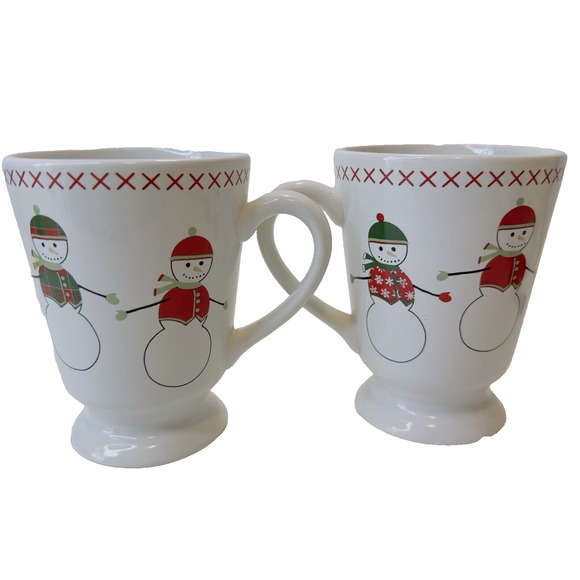 Bay Island Snowman Christmas Cup/Mug 12 oz set of 2 coffee Tea Hot Cocoa Winter - Picture 1 of 11